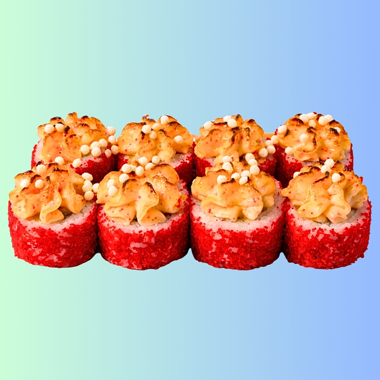 Запеченный с креветкой под соусом манго